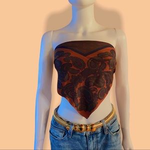 Vintage 90s Paisley Square Scarf Top- One Size